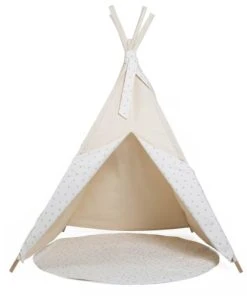 Wookids Tipi Enfant Beige STARS Blanc