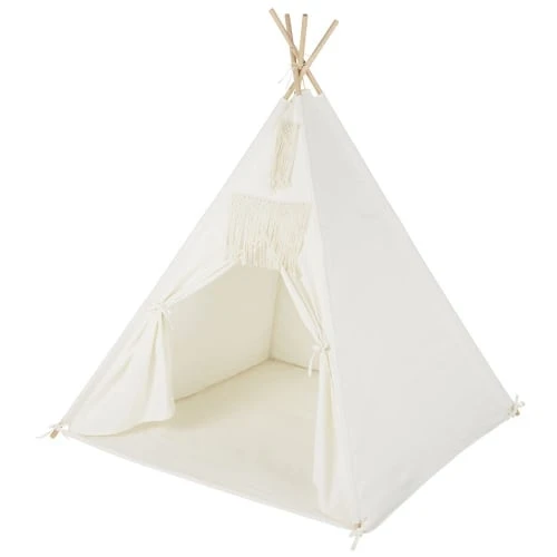 Maisons Du Monde Tipi Enfant En Coton Et Bois De Pin Blanc Avec Tapis 4 Maisons Du Monde Tipi Enfant En Coton Et Bois De Pin Blanc Avec Tapis – Image 2
