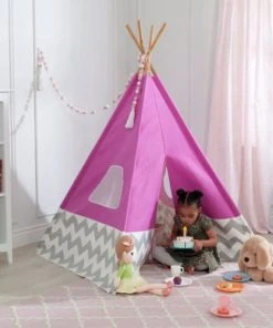 Boutique KidKraft -Boutique KidKraft tipi enfant en toile et bambou rose 2
