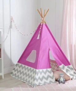 KidKraft Tipi Enfant En Toile Et Bambou Rose -Boutique KidKraft tipi enfant en toile et bambou rose 3