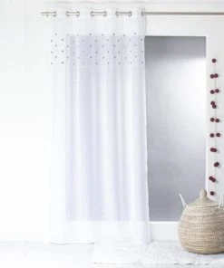 Decostars Voilage Sablé Avec Top Cœurs Polyester Gris 240x140cm